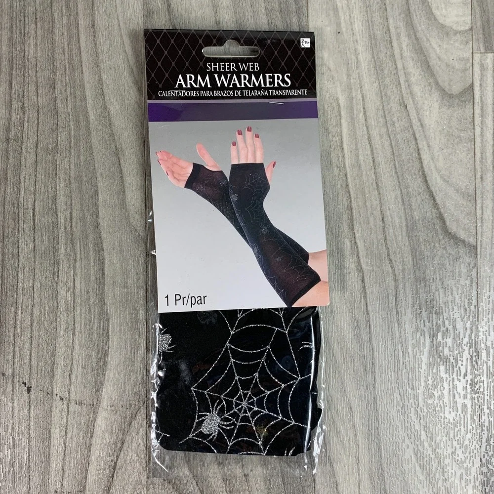 Arm Warmers Adult Fingerless Gloves Halloween Sheer New